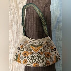 Floral Canvas Shoulder Bag - Multicolor Boho style